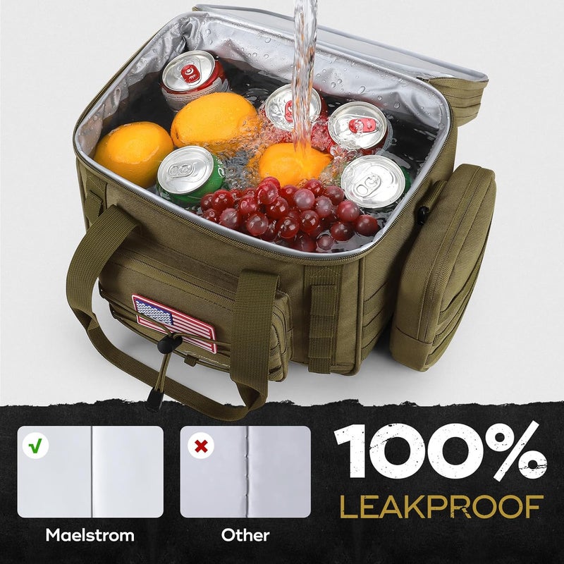 Maelstrom Tactical Lunch Box, 23 L Insulated Lunch Bag for Men, Expandable Double Deck Lunch Cooler Bag,Large Leakproof Soft Lunch Tote with Detachable MOLLE Bags, for Adult Women Work,Picnic,Khaki - Image 4